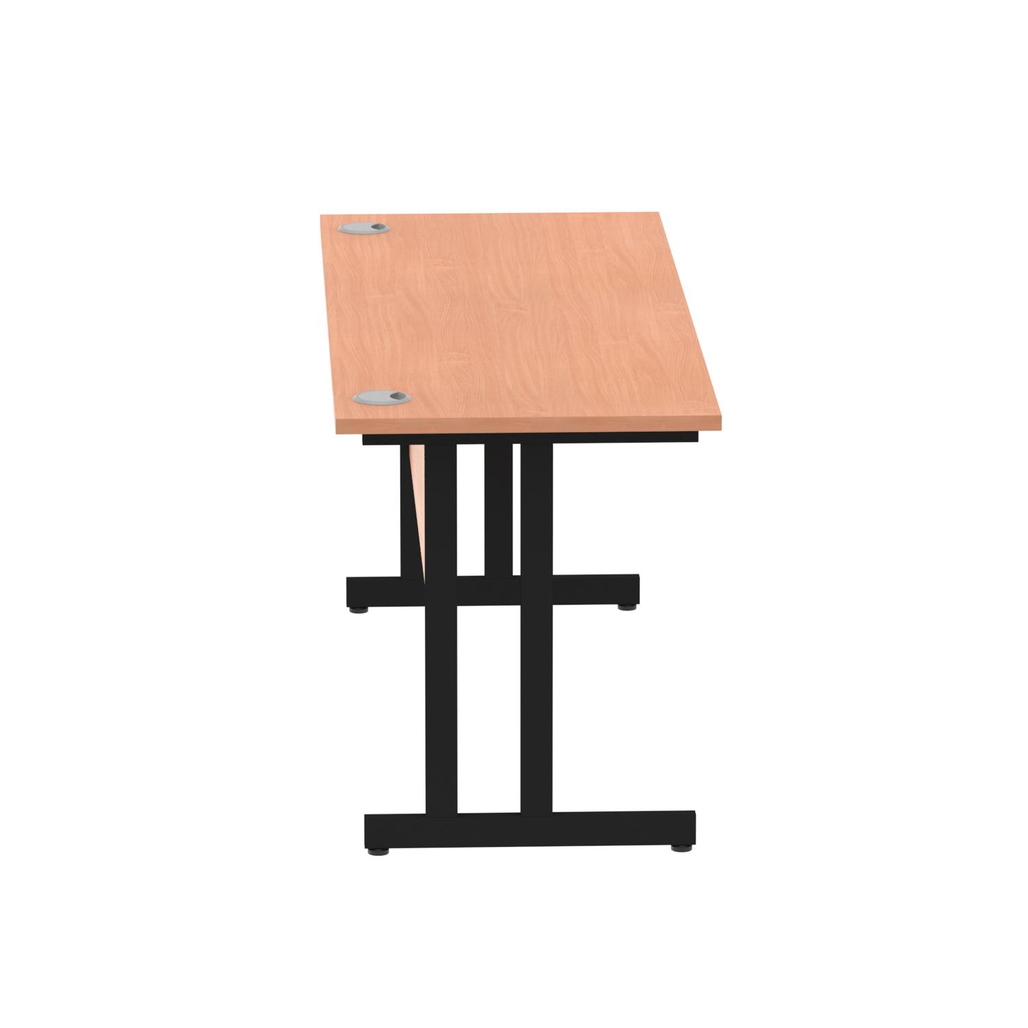 Impulse 1600 x 600mm Straight Office Desk Beech Top Black Cantilever Leg