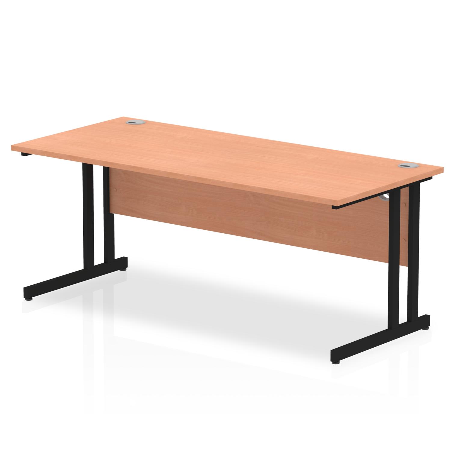 Impulse 1800 x 800mm Straight Office Desk Beech Top Black Cantilever Leg
