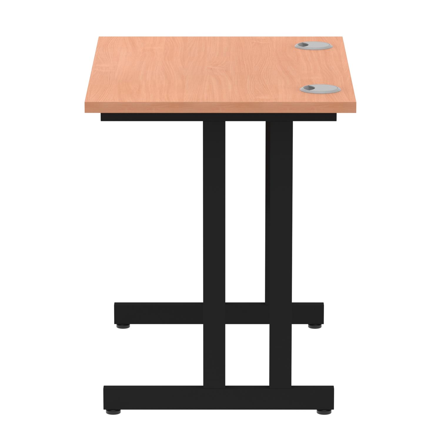 Impulse 800 x 600mm Straight Office Desk Beech Top Black Cantilever Leg