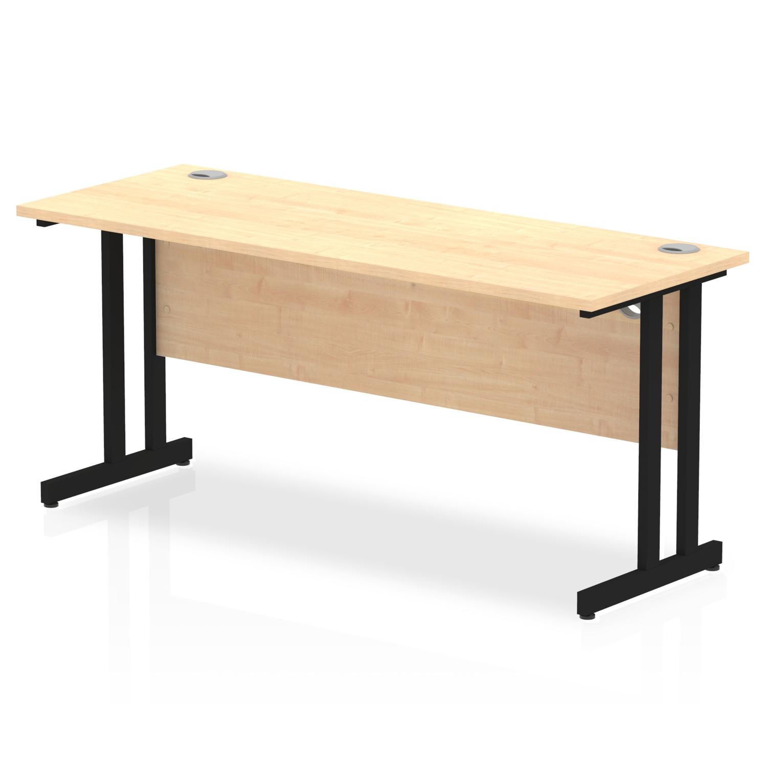 Impulse 1600 x 600mm Straight Office Desk Maple Top Black Cantilever Leg