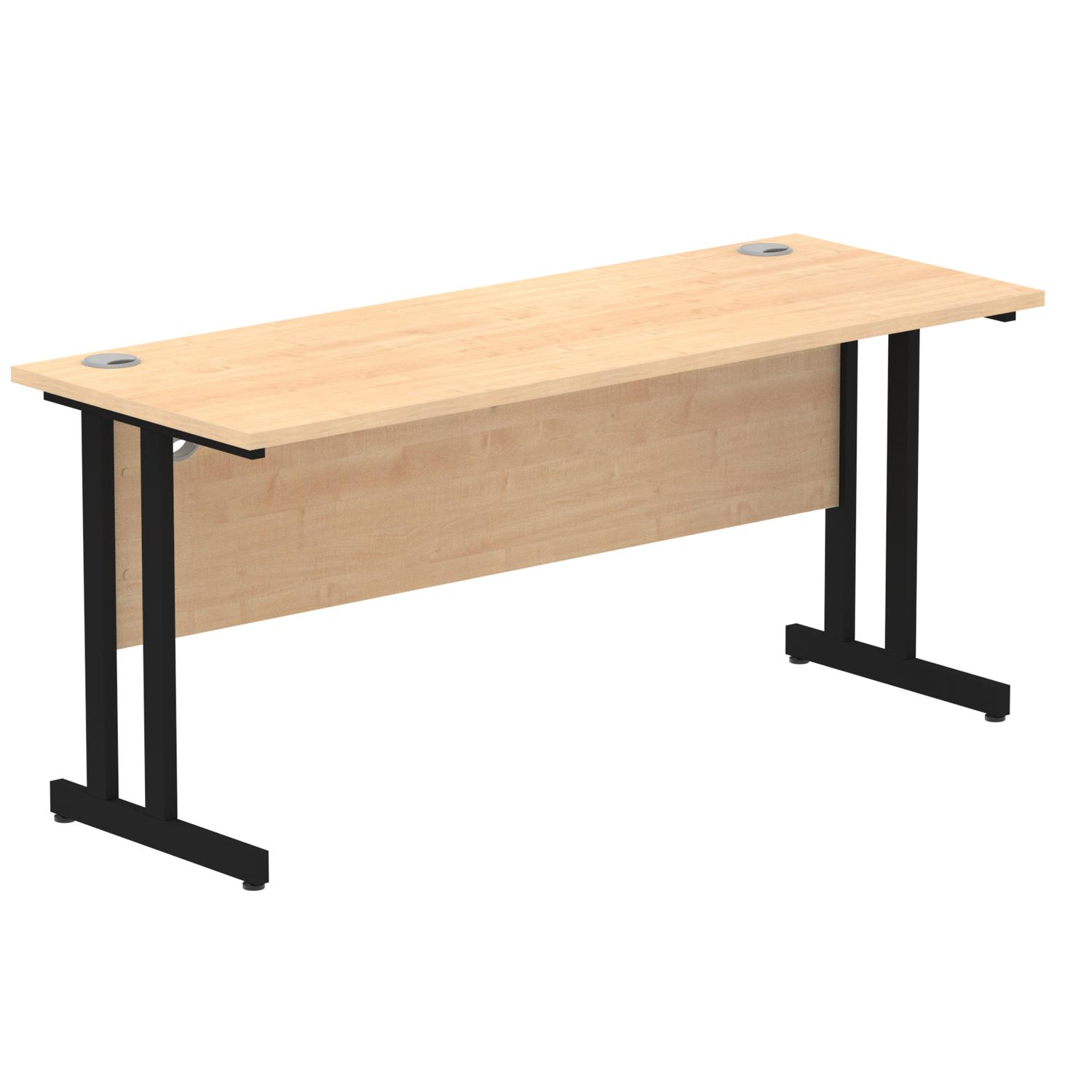 Impulse 1600 x 600mm Straight Office Desk Maple Top Black Cantilever Leg