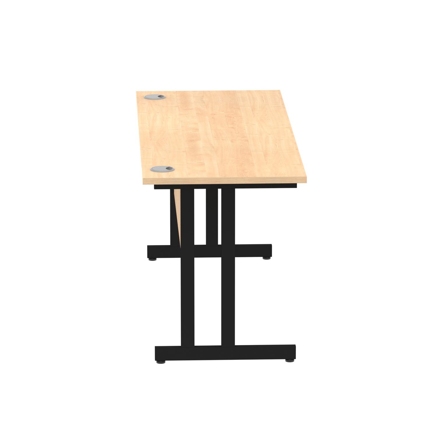 Impulse 1600 x 600mm Straight Office Desk Maple Top Black Cantilever Leg
