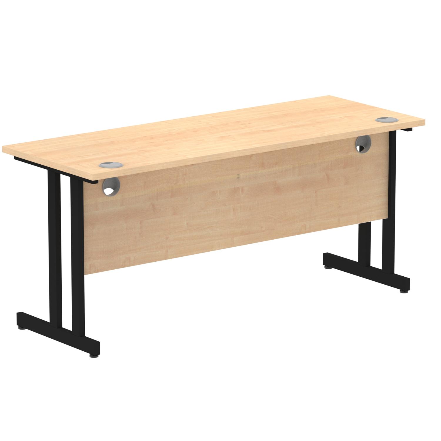Impulse 1600 x 600mm Straight Office Desk Maple Top Black Cantilever Leg