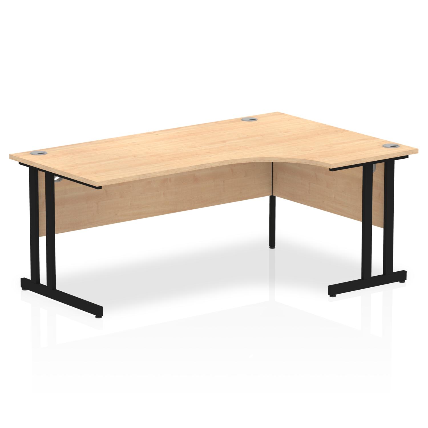 Impulse 1800mm Right Crescent Office Desk Maple Top Black Cantilever Leg