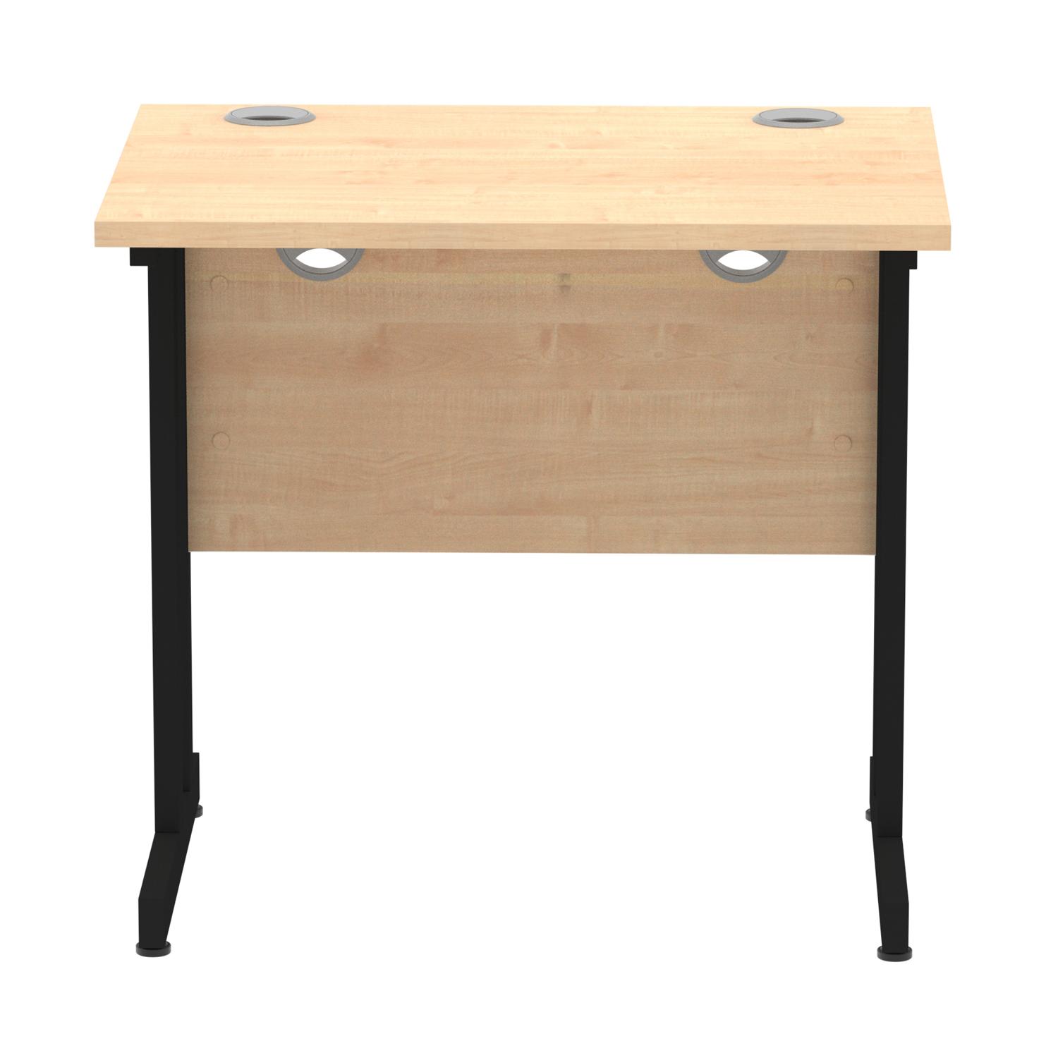 Impulse 800 x 600mm Straight Office Desk Maple Top Black Cantilever Leg