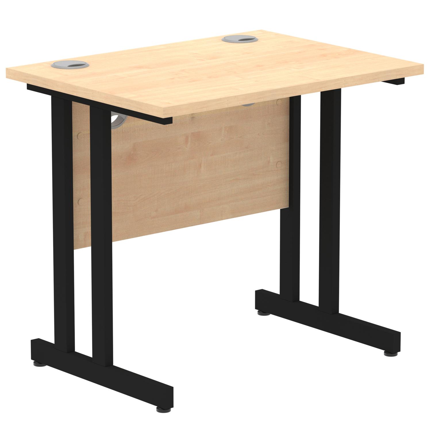 Impulse 800 x 600mm Straight Office Desk Maple Top Black Cantilever Leg