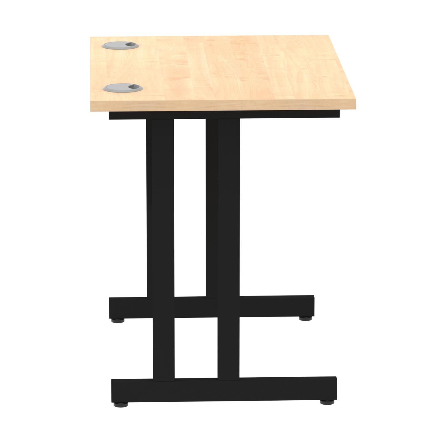 Impulse 800 x 600mm Straight Office Desk Maple Top Black Cantilever Leg