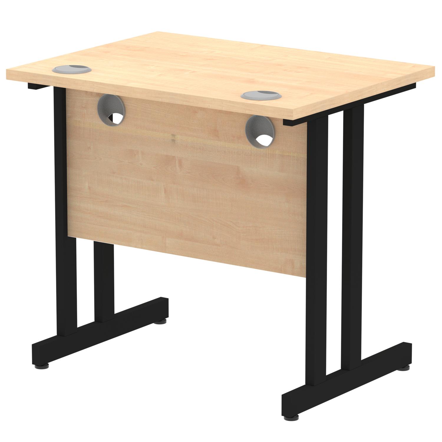 Impulse 800 x 600mm Straight Office Desk Maple Top Black Cantilever Leg