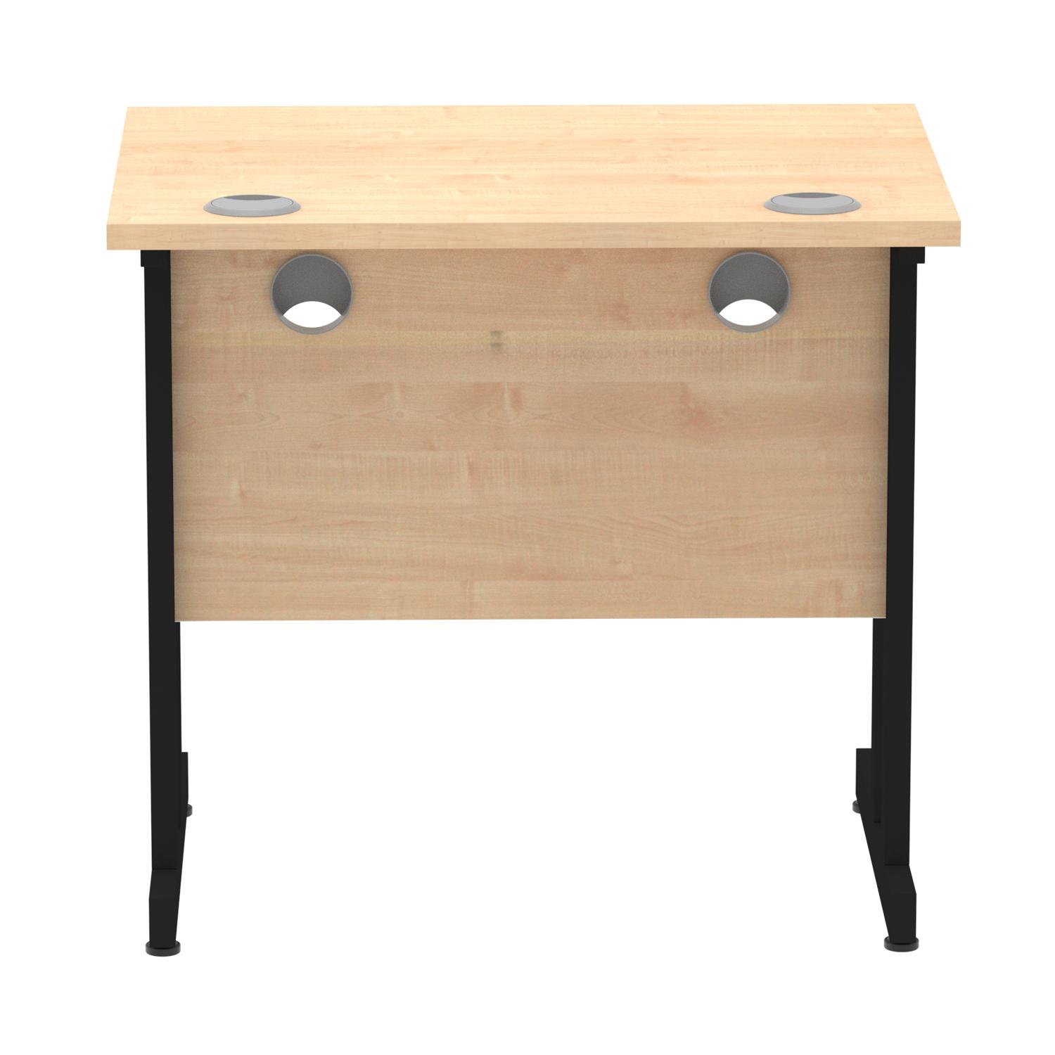 Impulse 800 x 600mm Straight Office Desk Maple Top Black Cantilever Leg