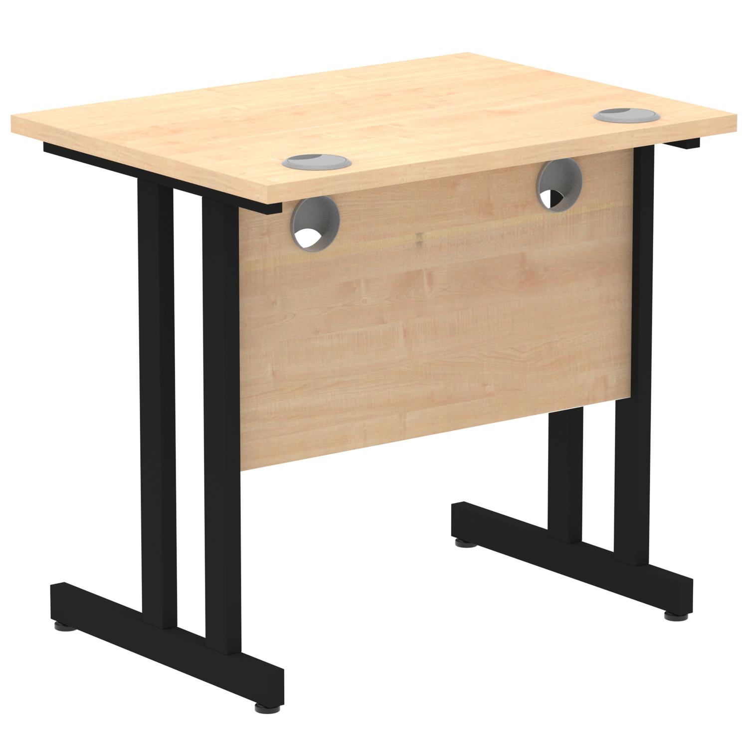 Impulse 800 x 600mm Straight Office Desk Maple Top Black Cantilever Leg