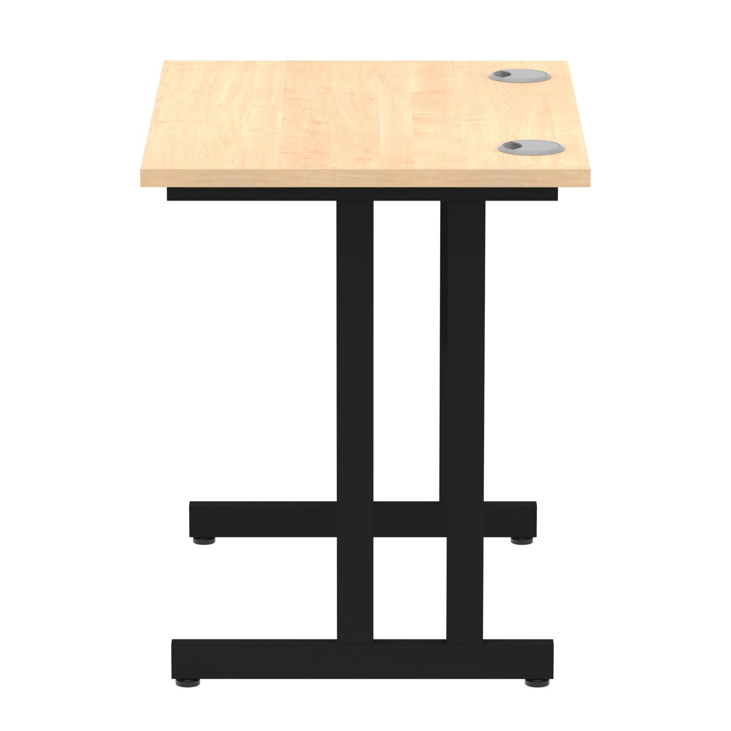 Impulse 800 x 600mm Straight Office Desk Maple Top Black Cantilever Leg
