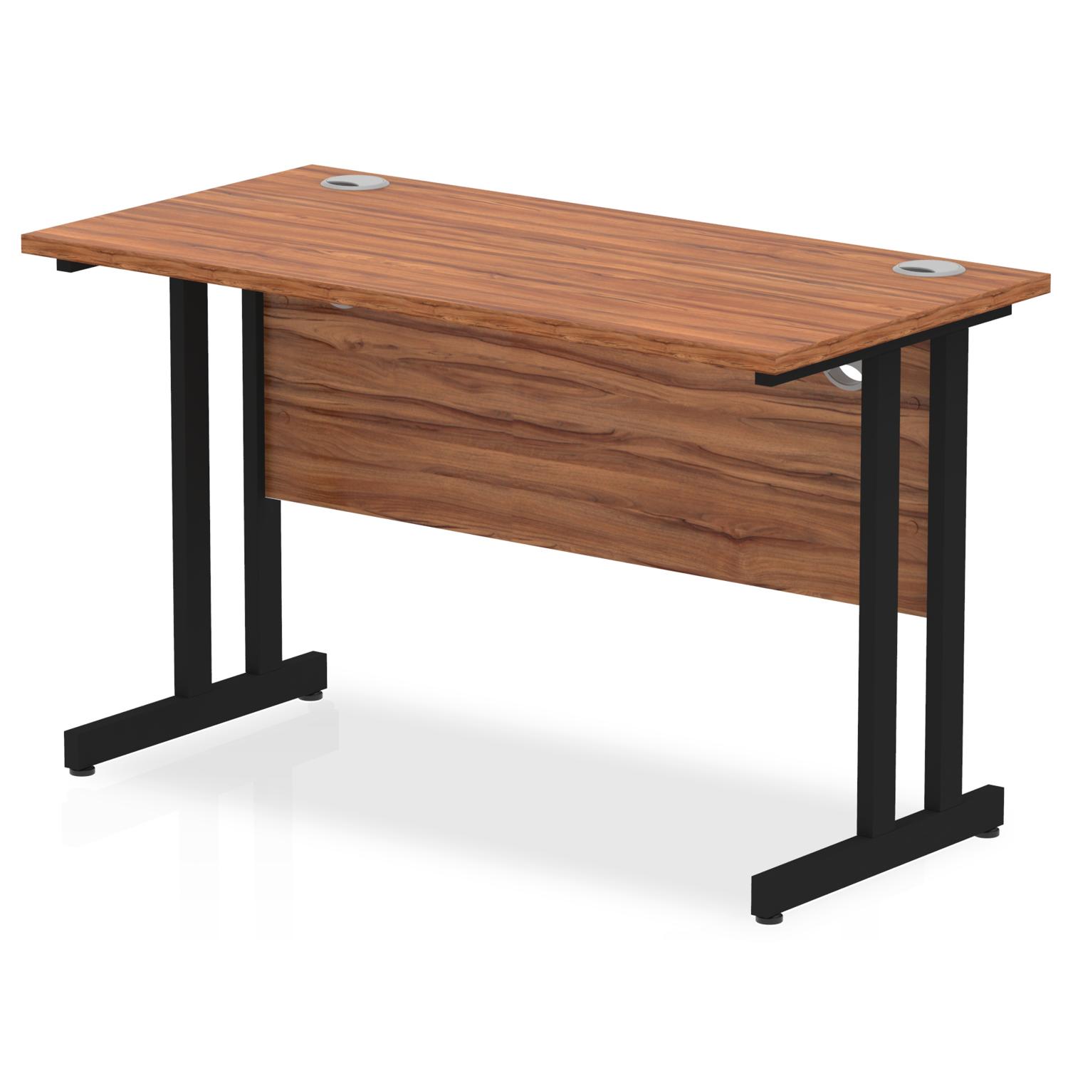 Impulse 1200 x 600mm Straight Office Desk Walnut Top Black Cantilever Leg