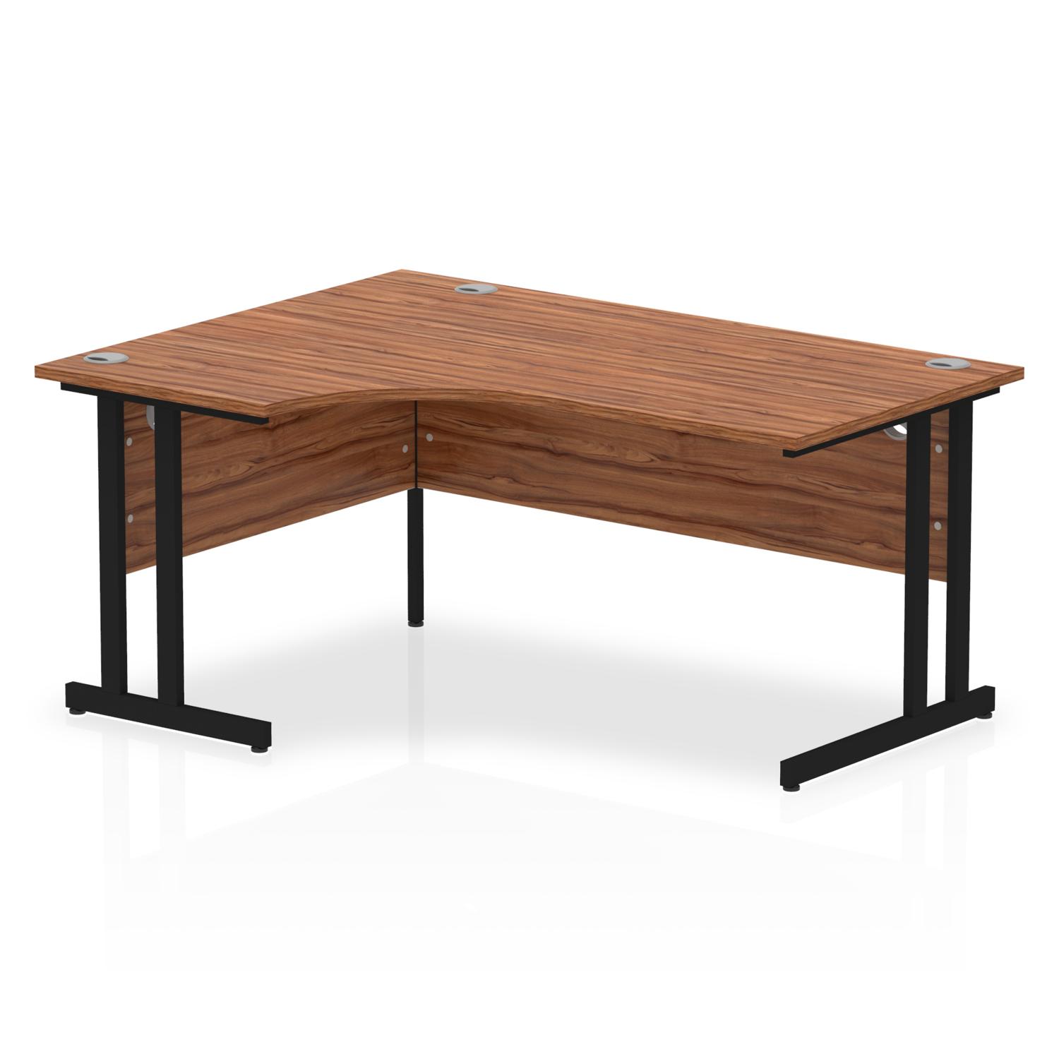 Impulse 1600mm Left Crescent Office Desk Walnut Top Black Cantilever Leg