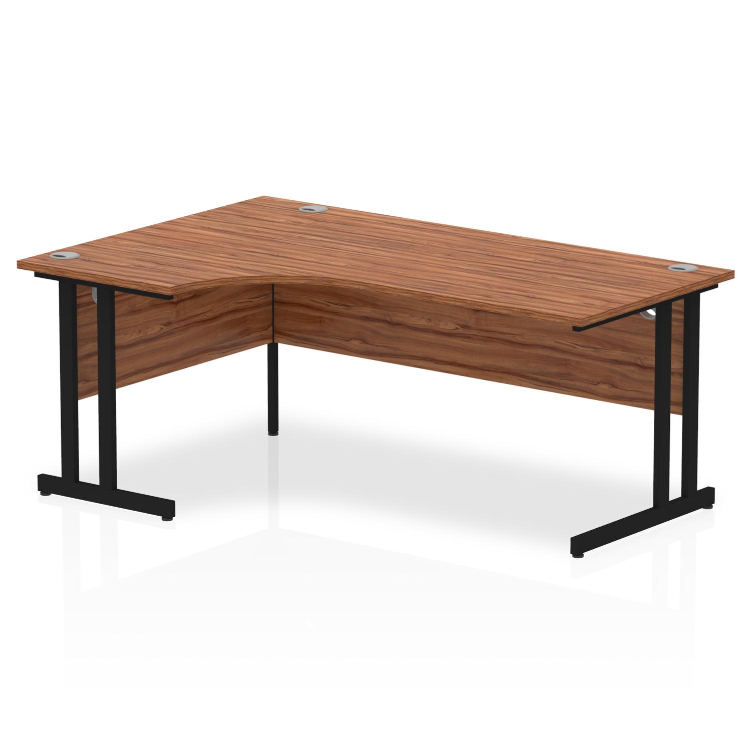 Impulse 1800mm Left Crescent Office Desk Walnut Top Black Cantilever Leg