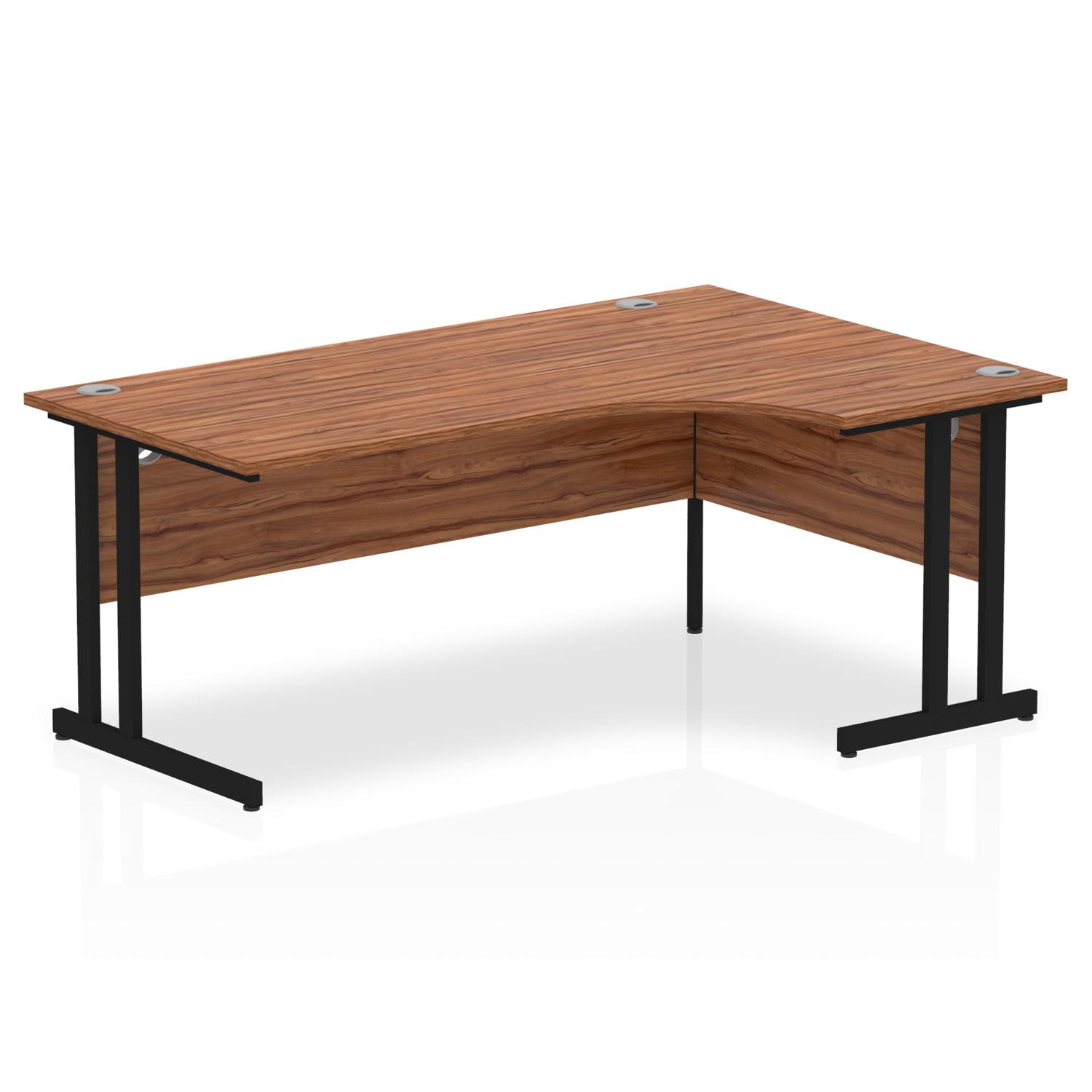 Impulse 1800mm Right Crescent Office Desk Walnut Top Black Cantilever Leg