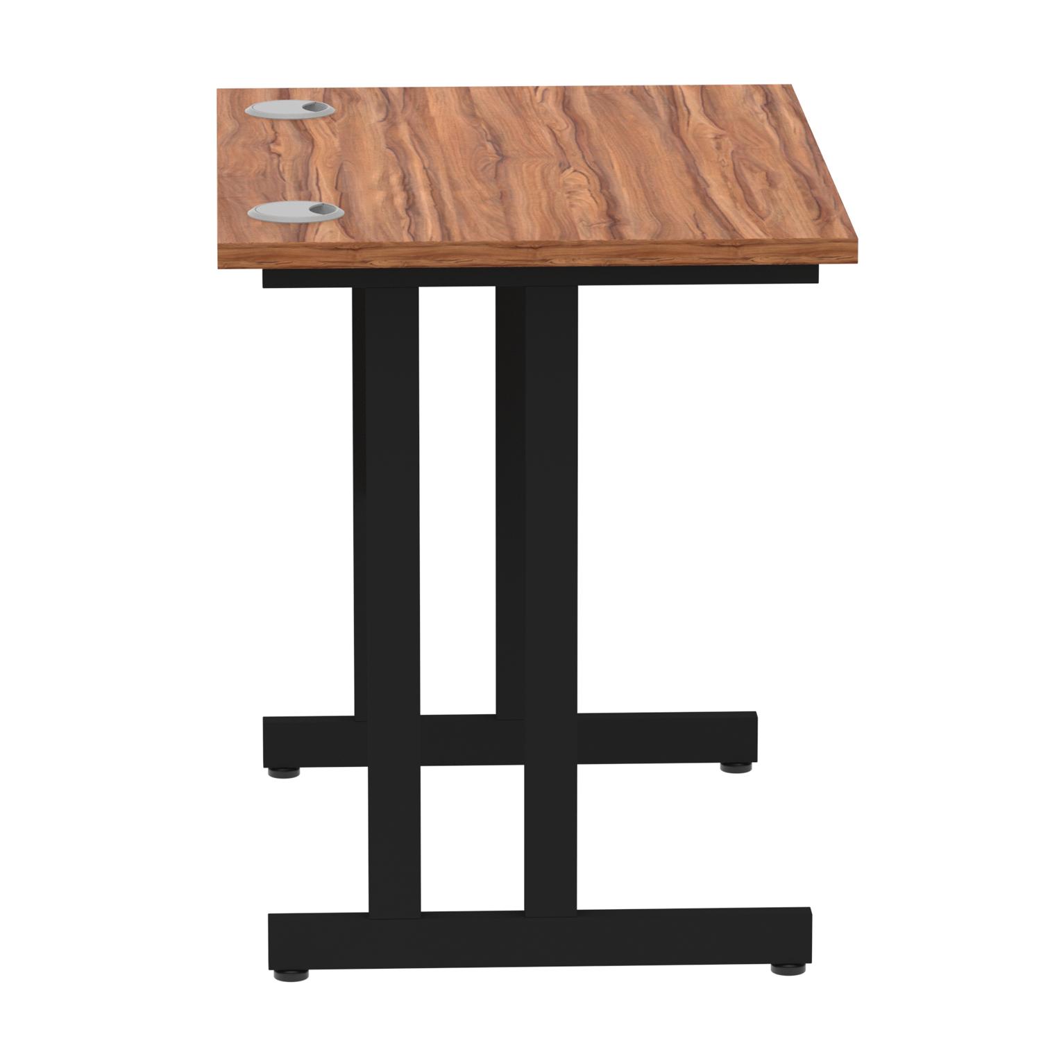 Impulse 800 x 600mm Straight Office Desk Walnut Top Black Cantilever Leg