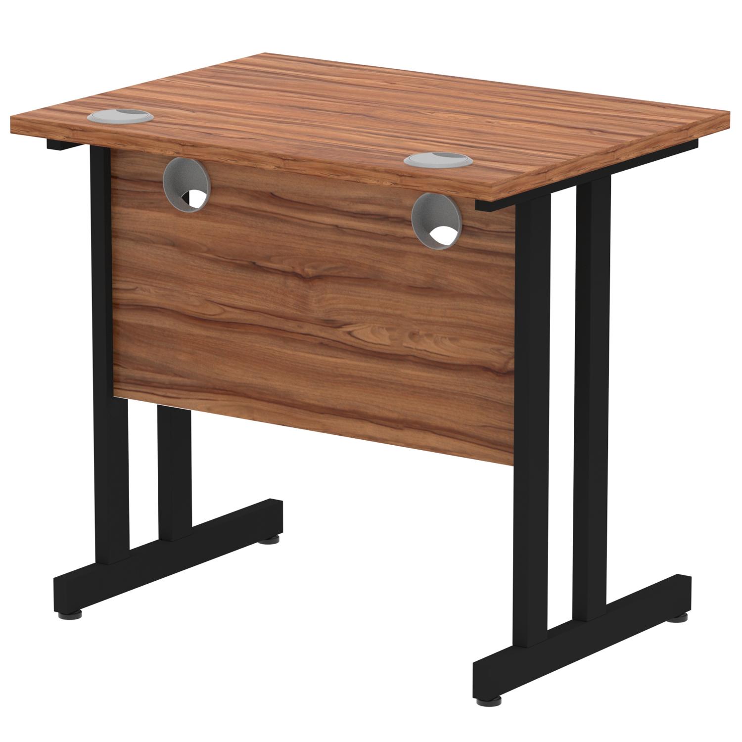 Impulse 800 x 600mm Straight Office Desk Walnut Top Black Cantilever Leg