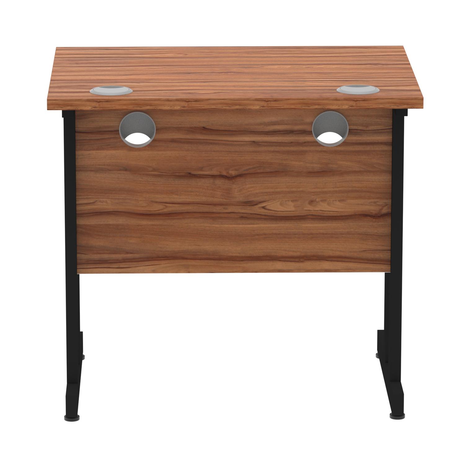 Impulse 800 x 600mm Straight Office Desk Walnut Top Black Cantilever Leg