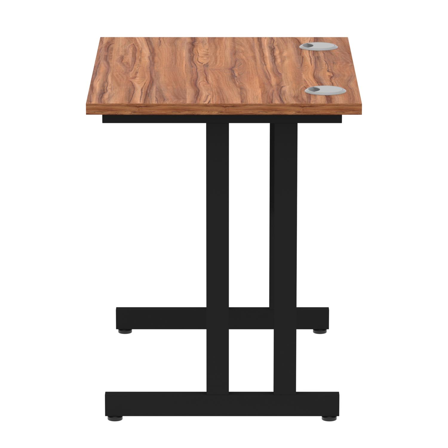 Impulse 800 x 600mm Straight Office Desk Walnut Top Black Cantilever Leg