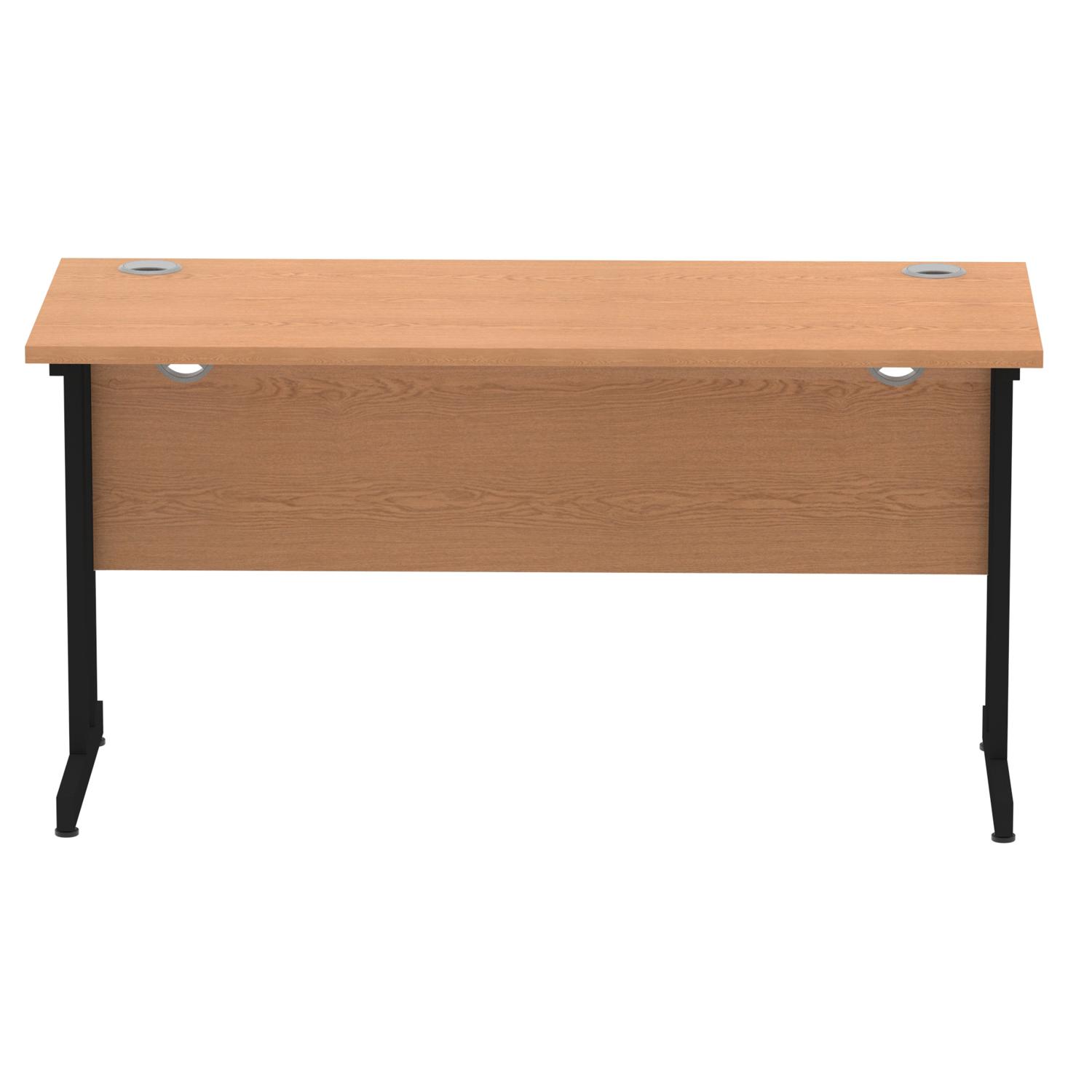 Impulse 1400 x 600mm Straight Office Desk Oak Top Black Cantilever Leg