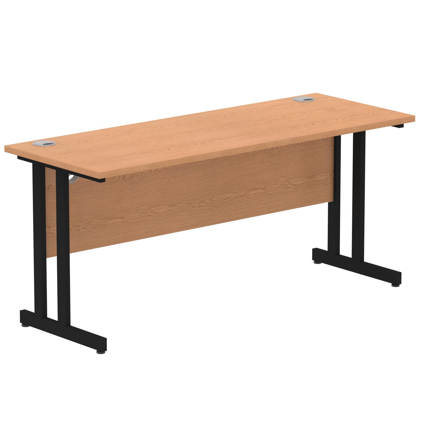 Impulse 1600 x 600mm Straight Office Desk Oak Top Black Cantilever Leg