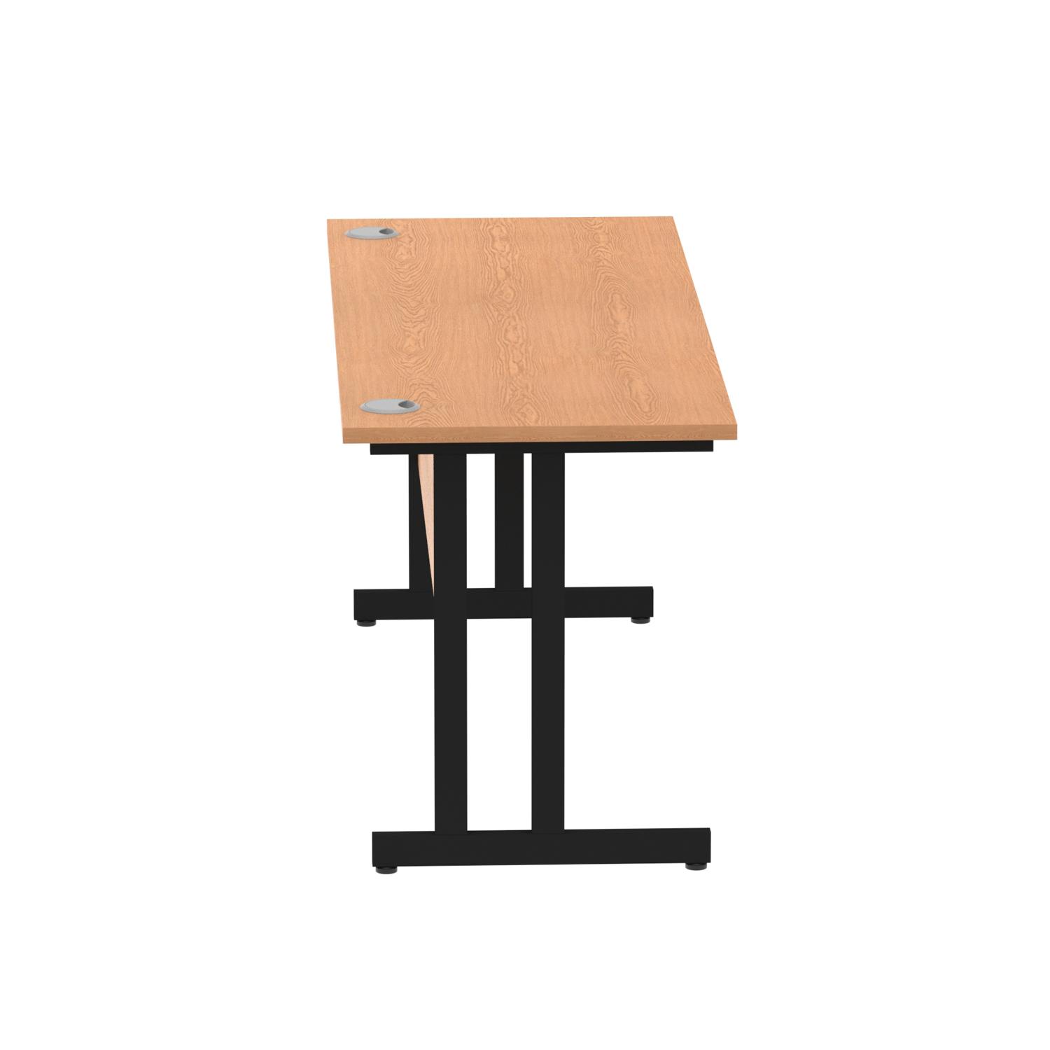 Impulse 1600 x 600mm Straight Office Desk Oak Top Black Cantilever Leg