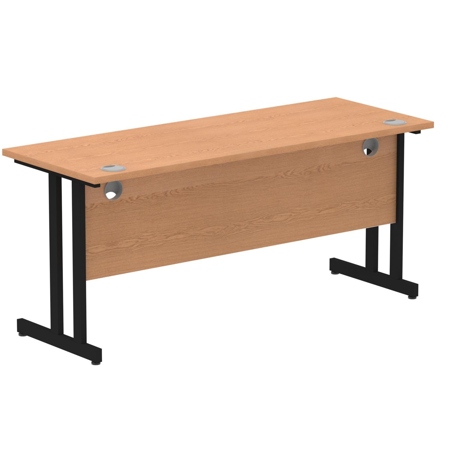 Impulse 1600 x 600mm Straight Office Desk Oak Top Black Cantilever Leg