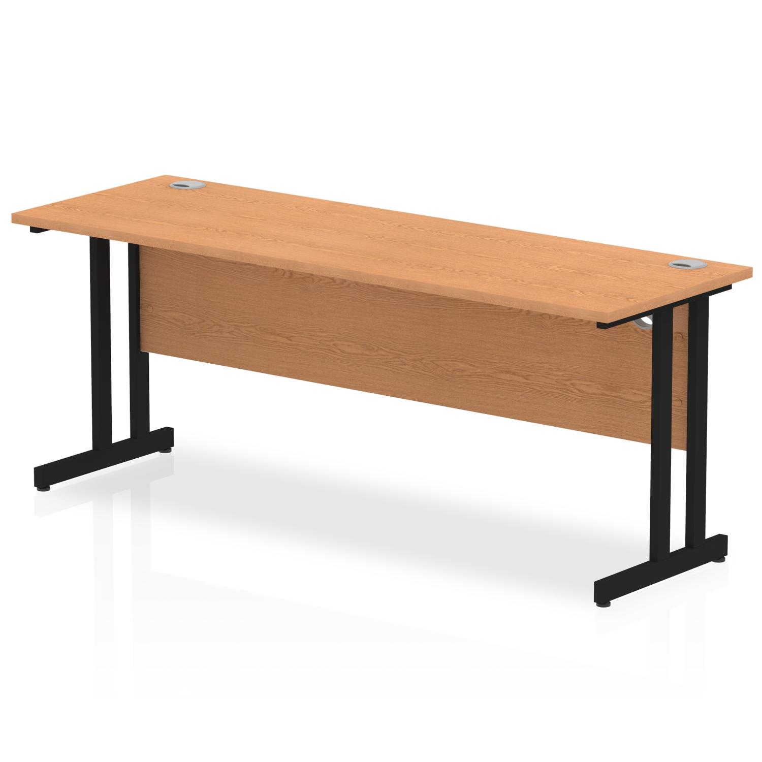 Impulse 1800 x 600mm Straight Office Desk Oak Top Black Cantilever Leg