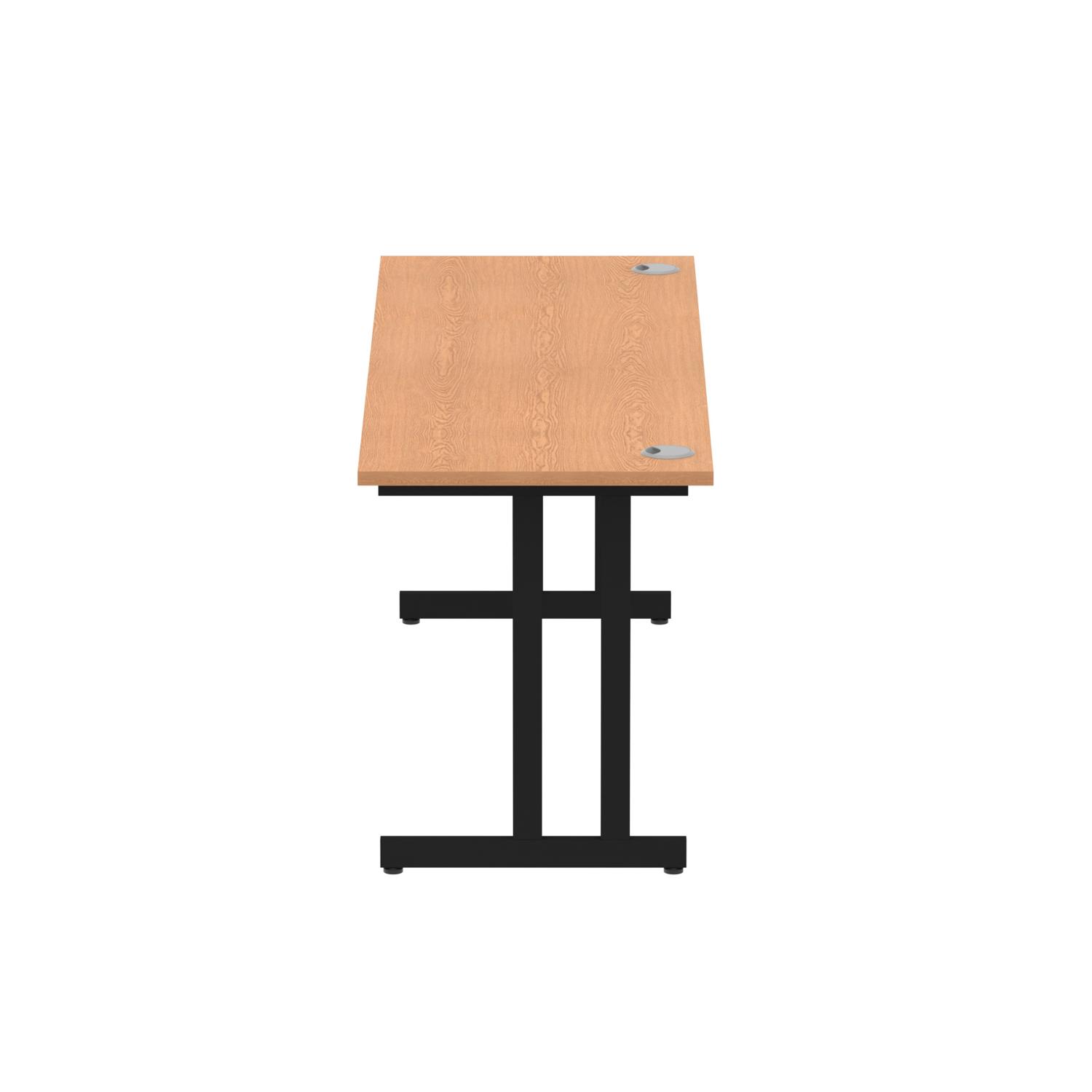Impulse 1800 x 600mm Straight Office Desk Oak Top Black Cantilever Leg