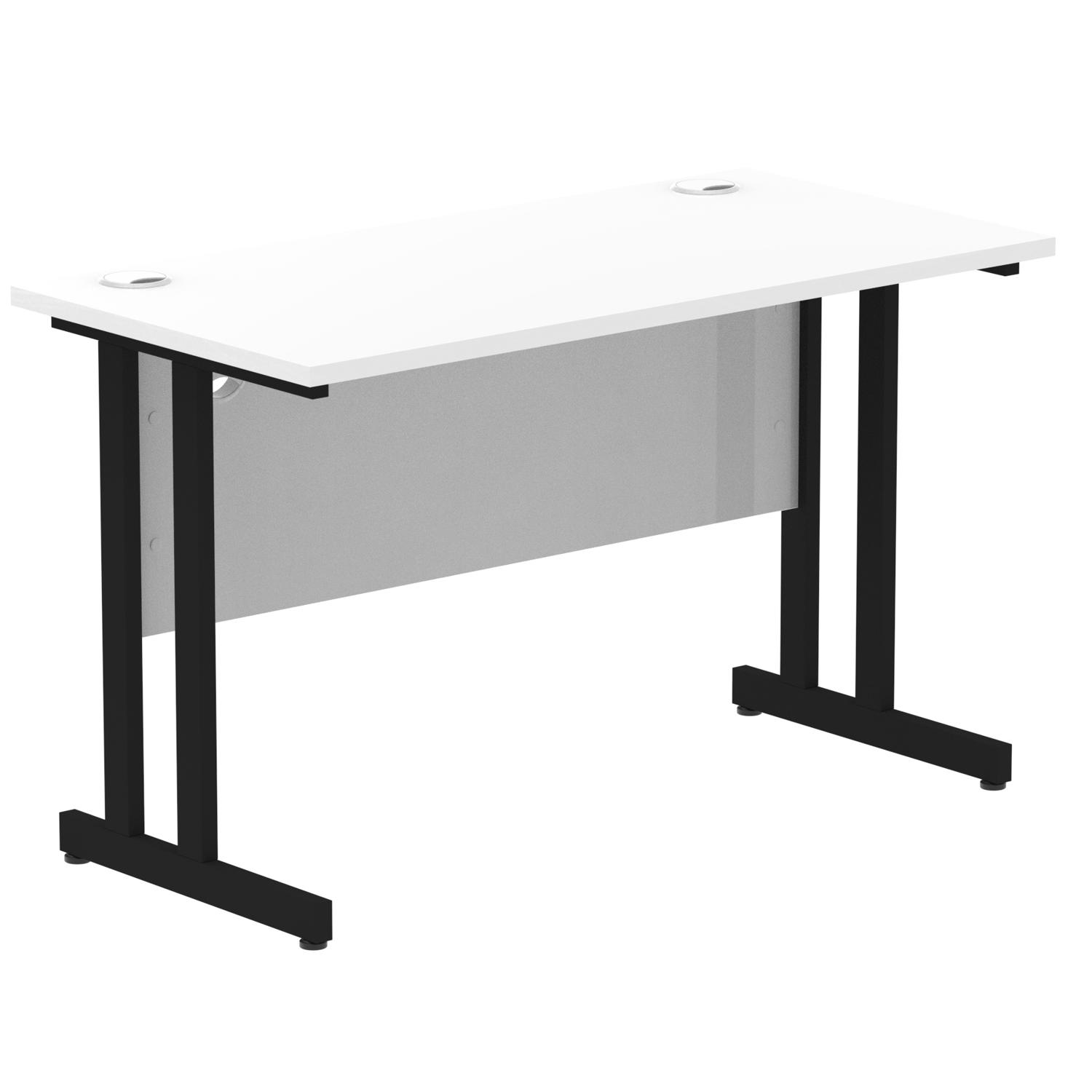 Impulse 1200 x 600mm Straight Office Desk White Top Black Cantilever Leg