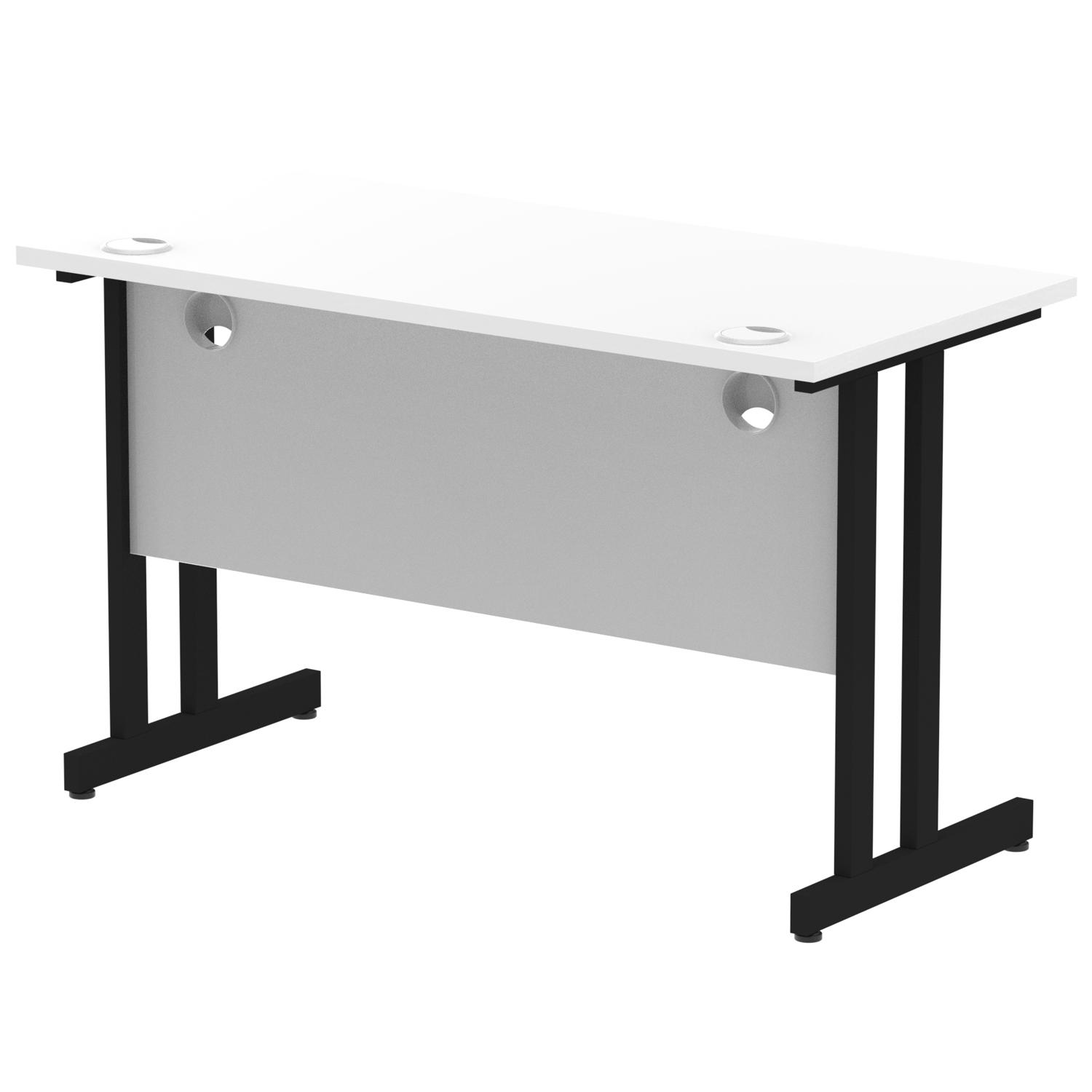 Impulse 1200 x 600mm Straight Office Desk White Top Black Cantilever Leg