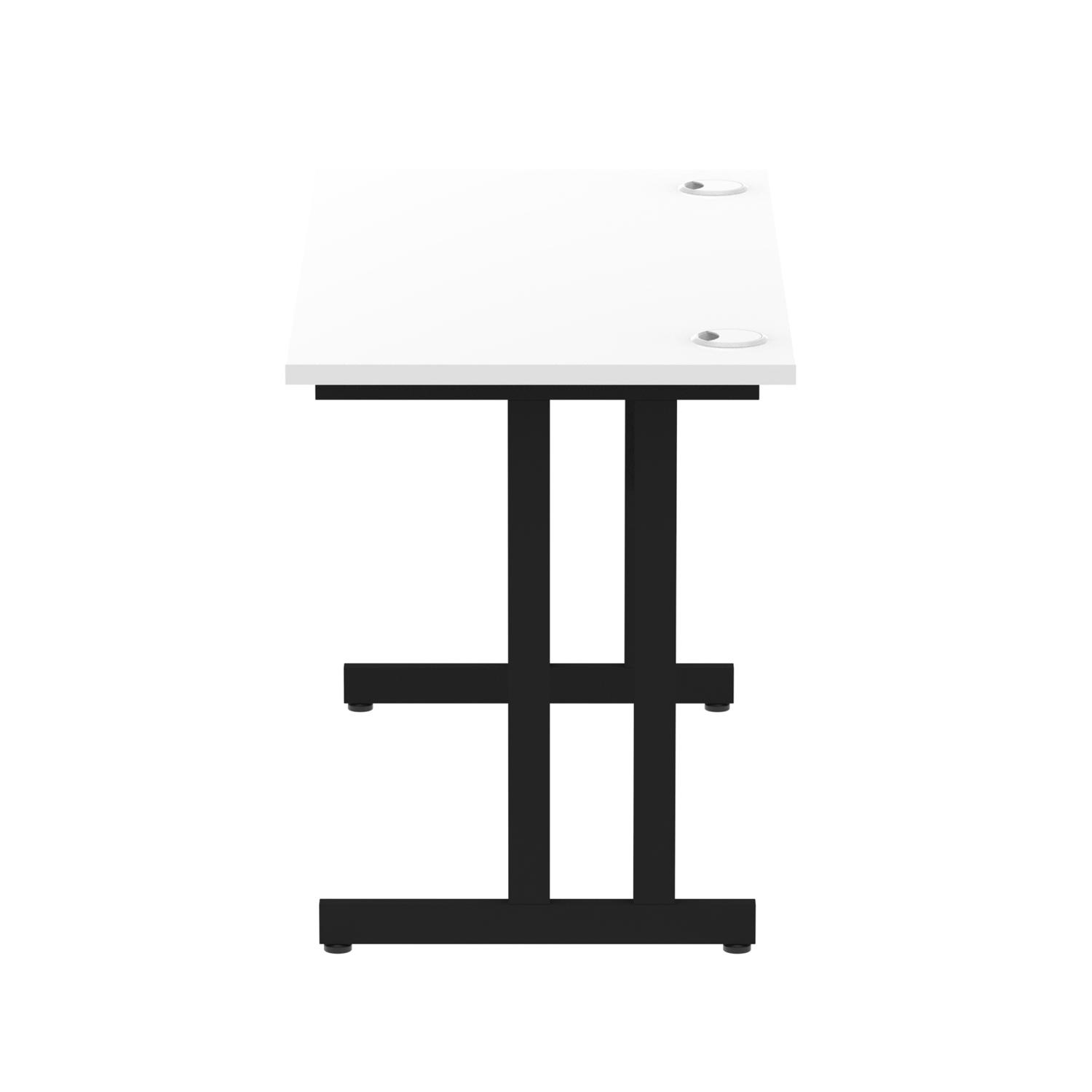 Impulse 1200 x 600mm Straight Office Desk White Top Black Cantilever Leg