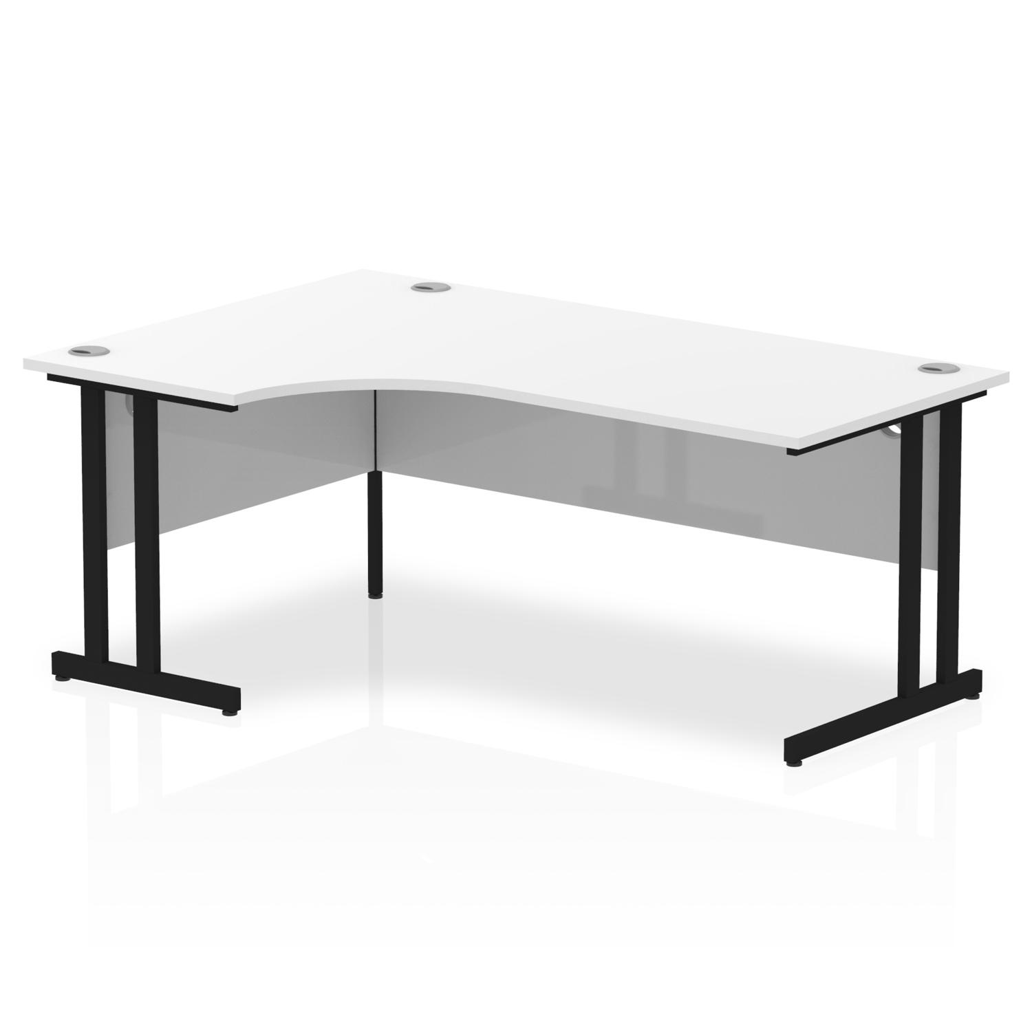 Impulse 1800mm Left Crescent Office Desk White Top Black Cantilever Leg