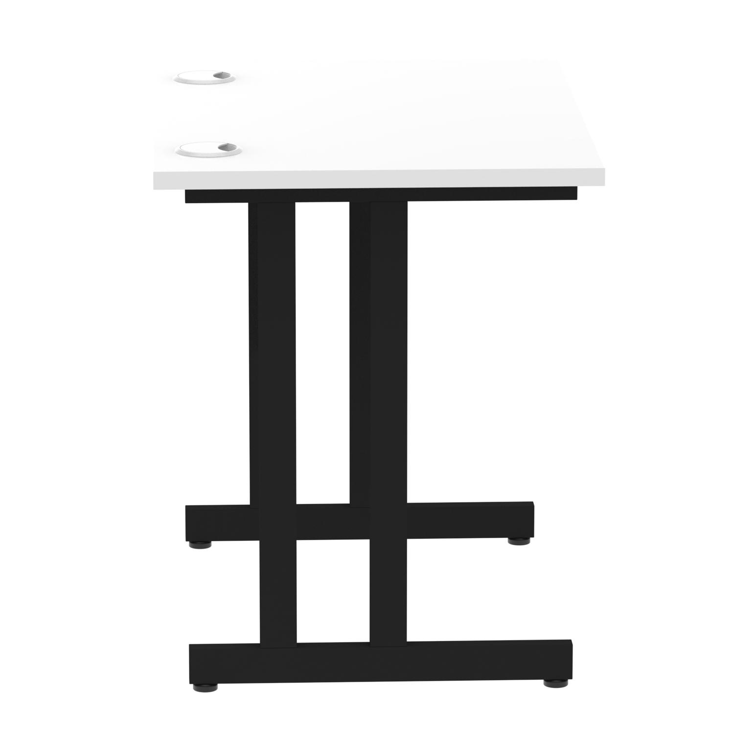 Impulse 800 x 600mm Straight Office Desk White Top Black Cantilever Leg