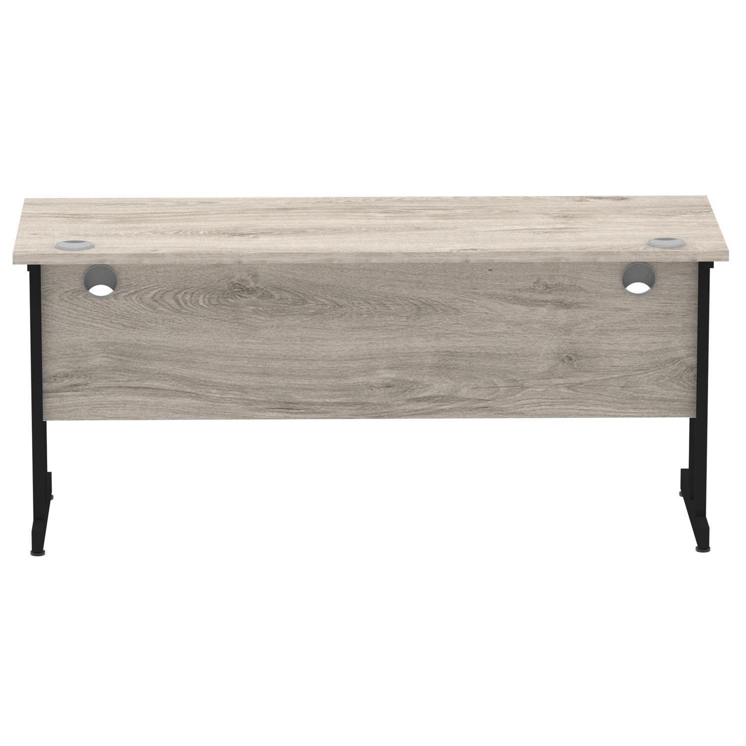 Impulse 1600 x 600mm Straight Office Desk Grey Oak Top Black Cantilever Leg