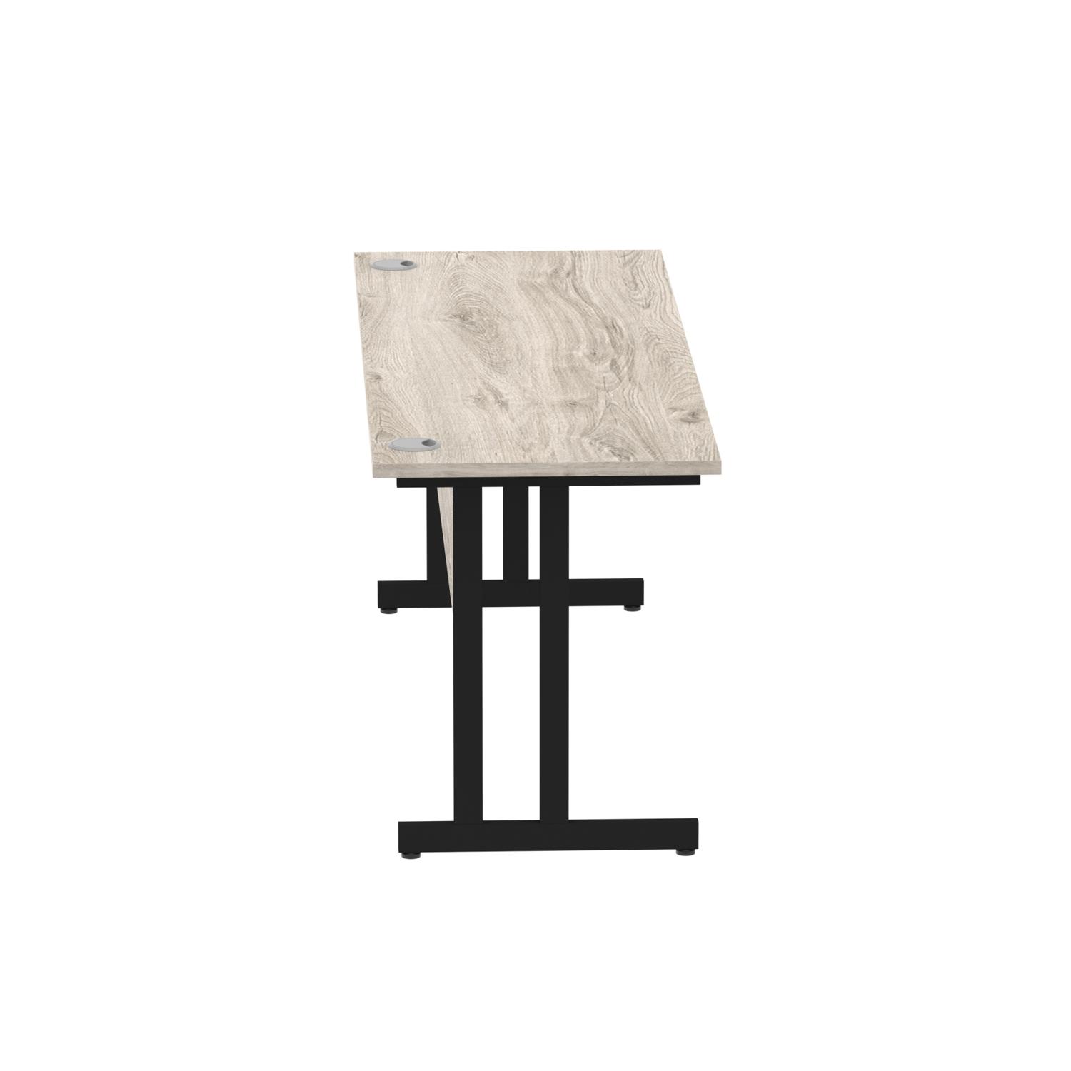 Impulse 1800 x 600mm Straight Office Desk Grey Oak Top Black Cantilever Leg