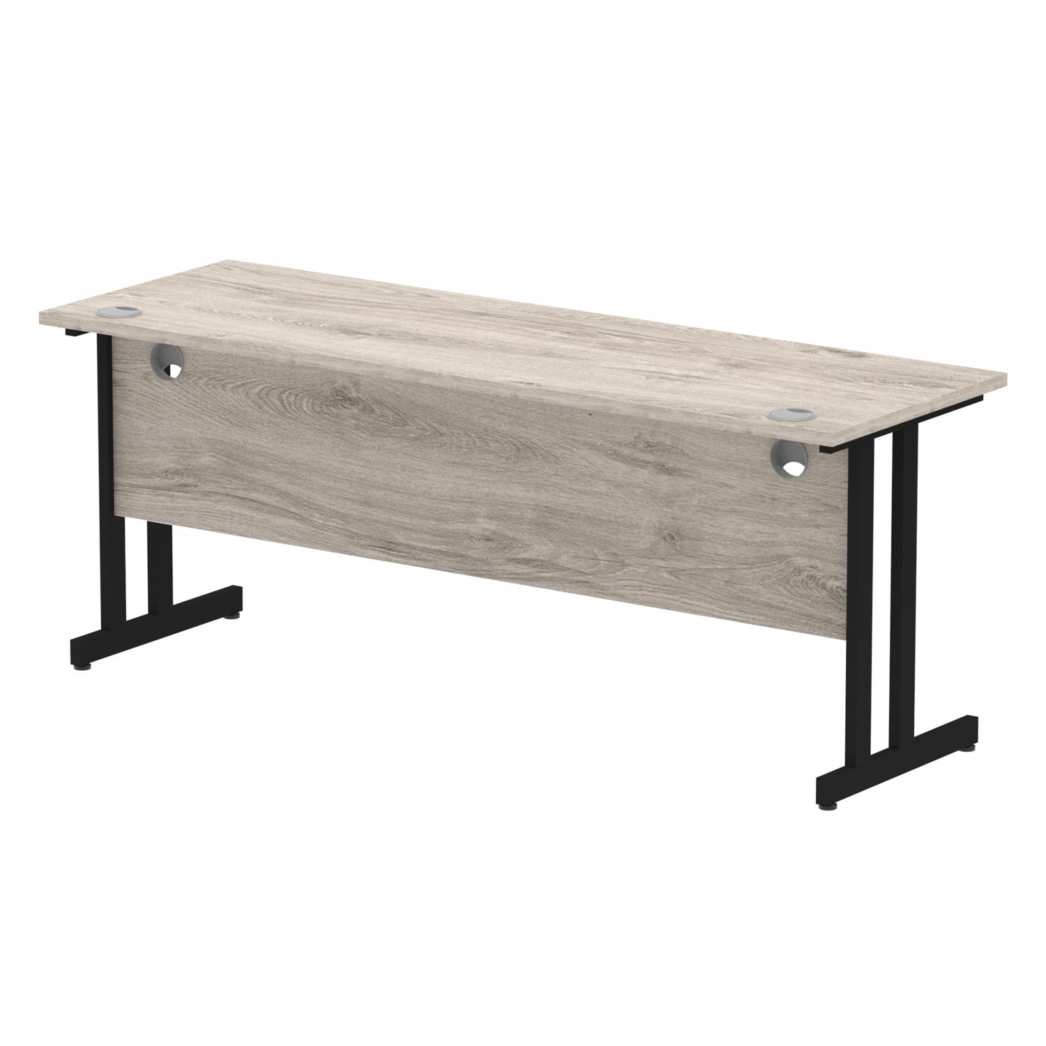 Impulse 1800 x 600mm Straight Office Desk Grey Oak Top Black Cantilever Leg