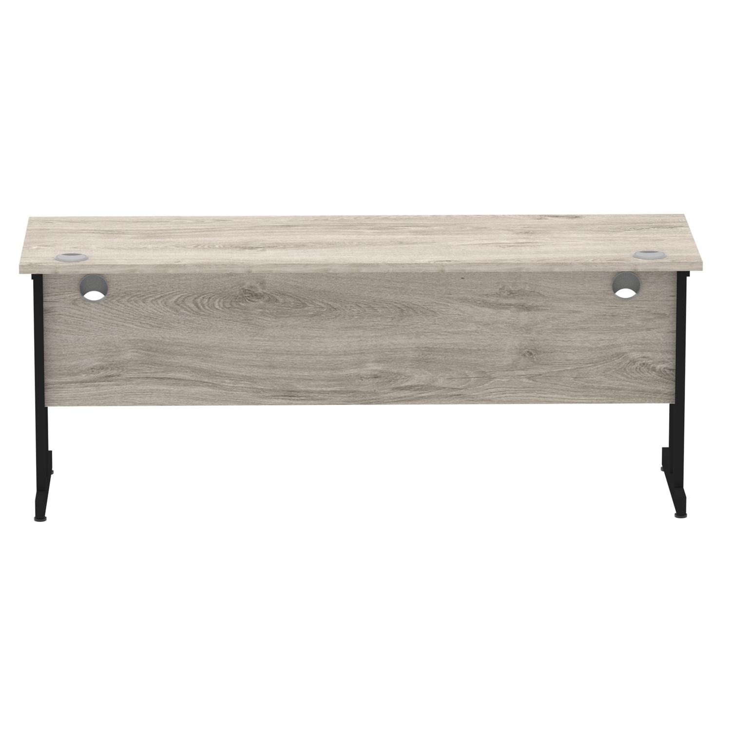 Impulse 1800 x 600mm Straight Office Desk Grey Oak Top Black Cantilever Leg