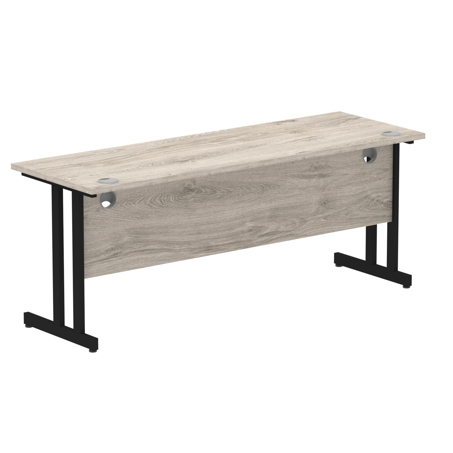 Impulse 1800 x 600mm Straight Office Desk Grey Oak Top Black Cantilever Leg