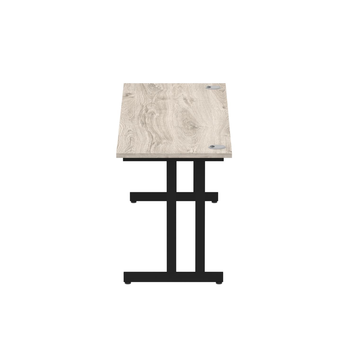 Impulse 1800 x 600mm Straight Office Desk Grey Oak Top Black Cantilever Leg