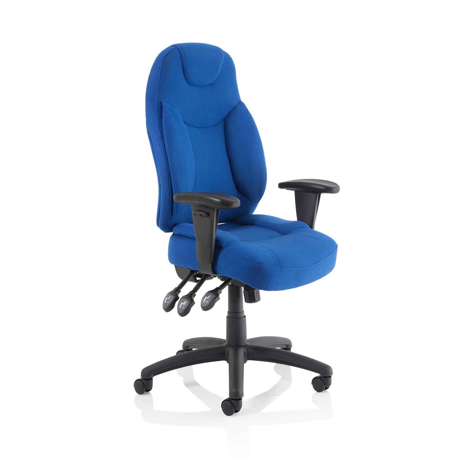 Galaxy Task Operator Chair With Height Adjustable Arms Blue Fabric