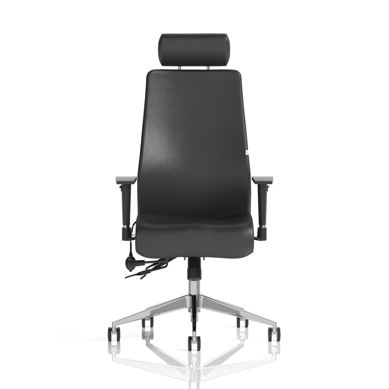 Onyx Ergo Posture Chair With Height Adjustable Arms With Headrest Black Soft Bonded Leather