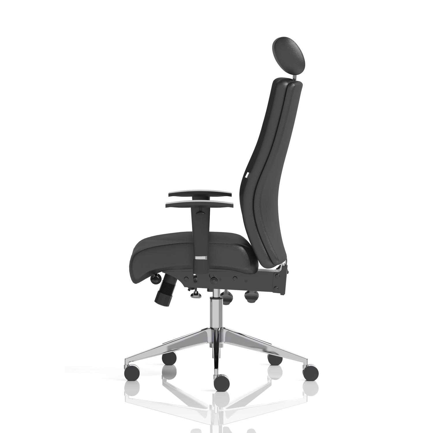 Onyx Ergo Posture Chair With Height Adjustable Arms With Headrest Black Soft Bonded Leather