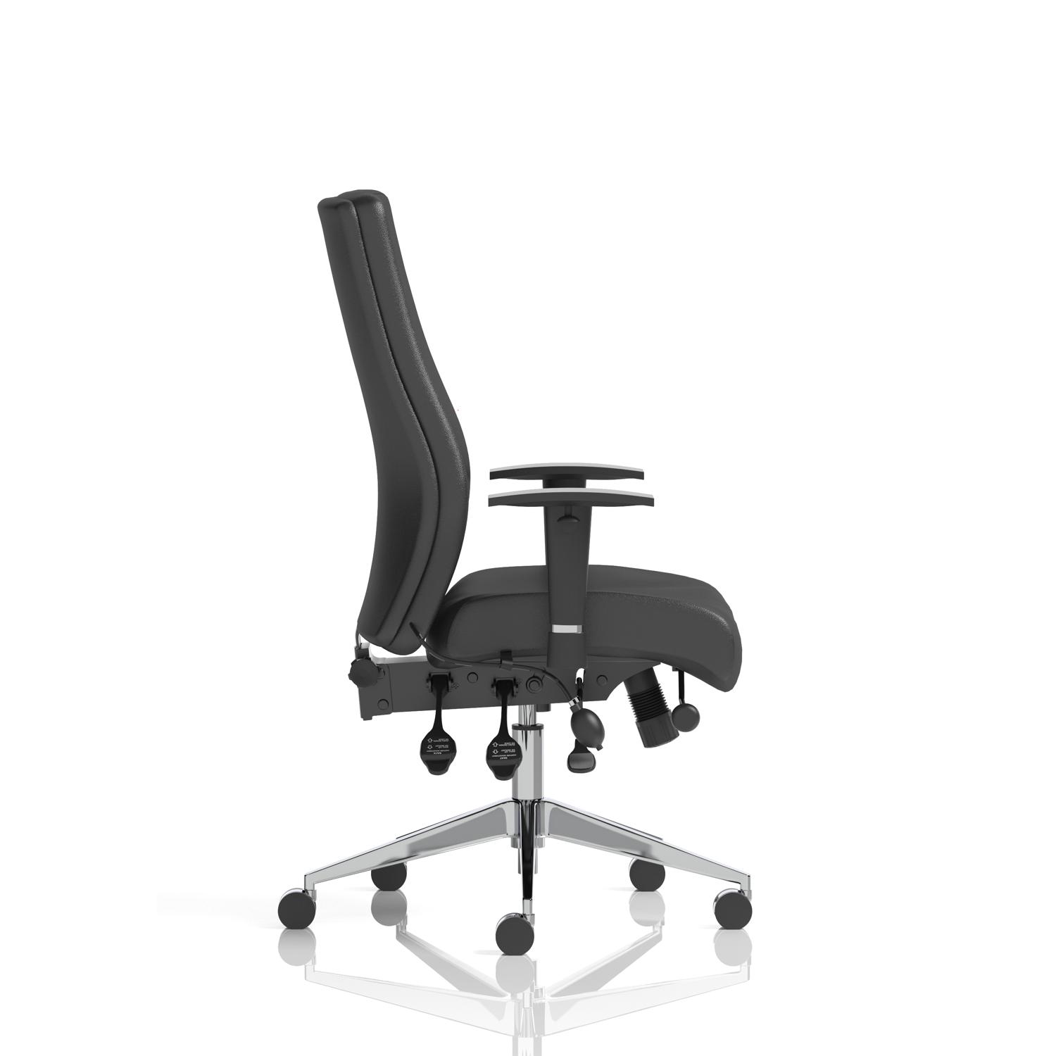 Onyx Ergo Posture Chair With Height Adjustable Arms Without Headrest Black Soft Bonded Leather