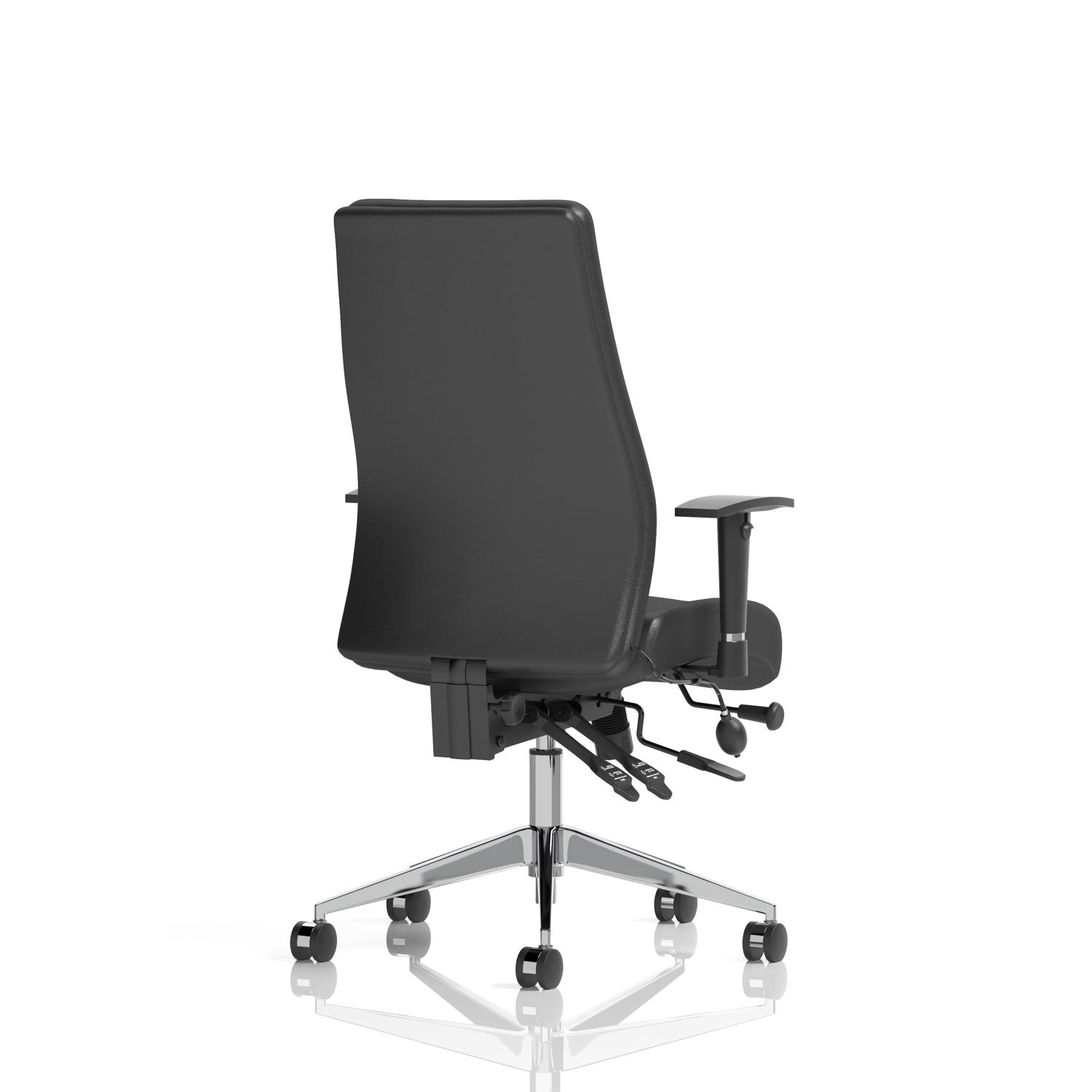Onyx Ergo Posture Chair With Height Adjustable Arms Without Headrest Black Soft Bonded Leather