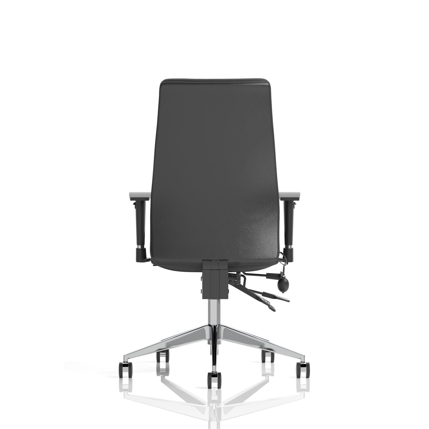 Onyx Ergo Posture Chair With Height Adjustable Arms Without Headrest Black Soft Bonded Leather