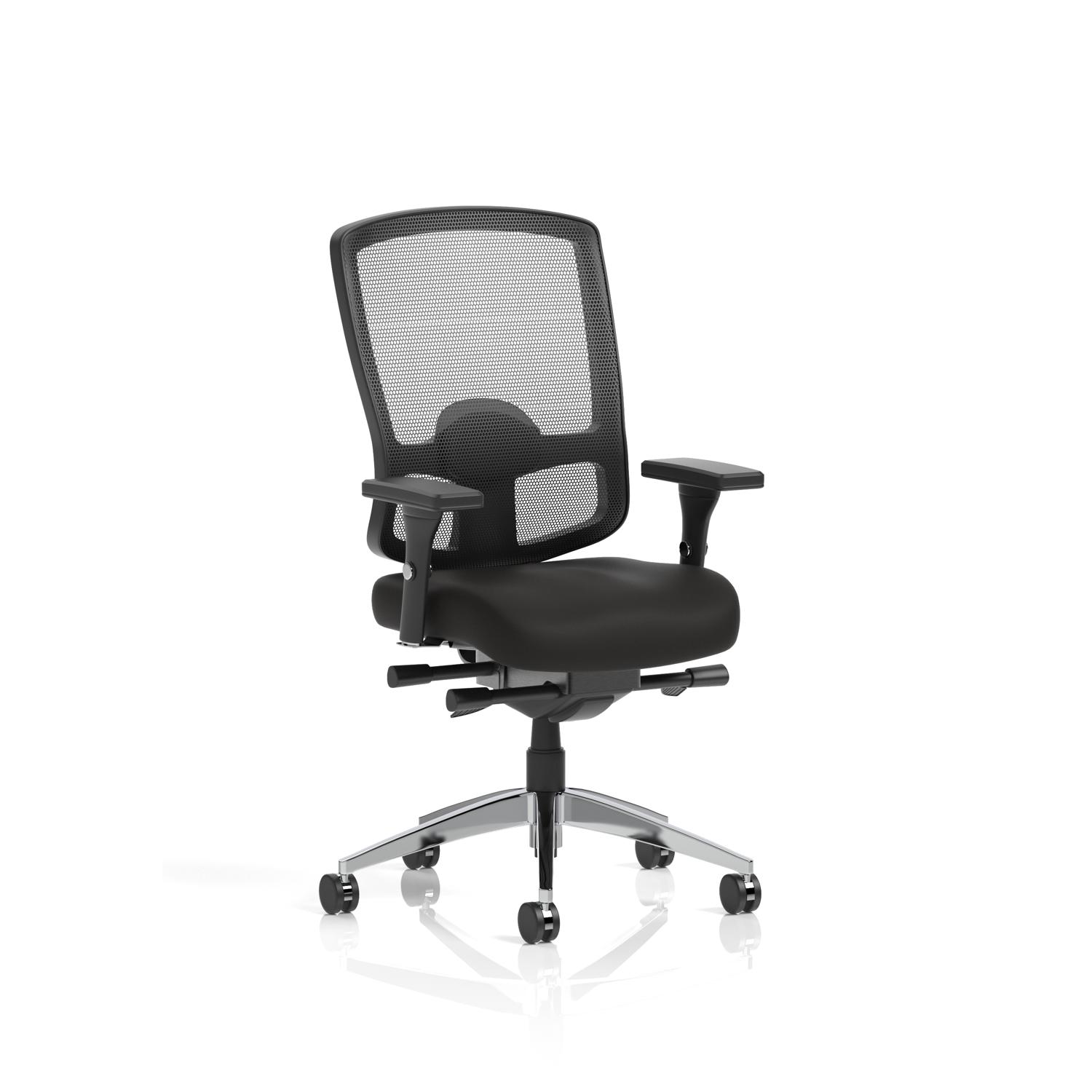 Regent High Mesh Back Ergonomic Task Operator Office Chair With Height Adjustable Arms Black Fabric Seat