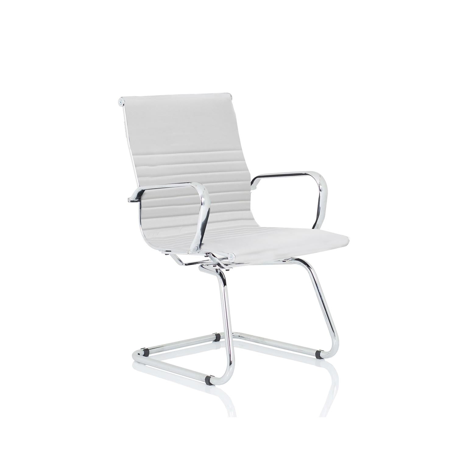Nola Cantilever Chair Soft Bonded Leather White Nola Cantilever Chair Soft Bonded Leather White
