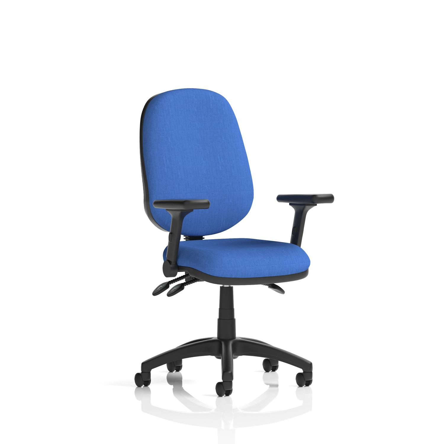 Eclipse Plus III Lever Task Operator Chair With Height Adjustable And Folding Arms Blue Eclipse Plus III Lever Task Operator Chair With Height Adjustable And Folding Arms Blue