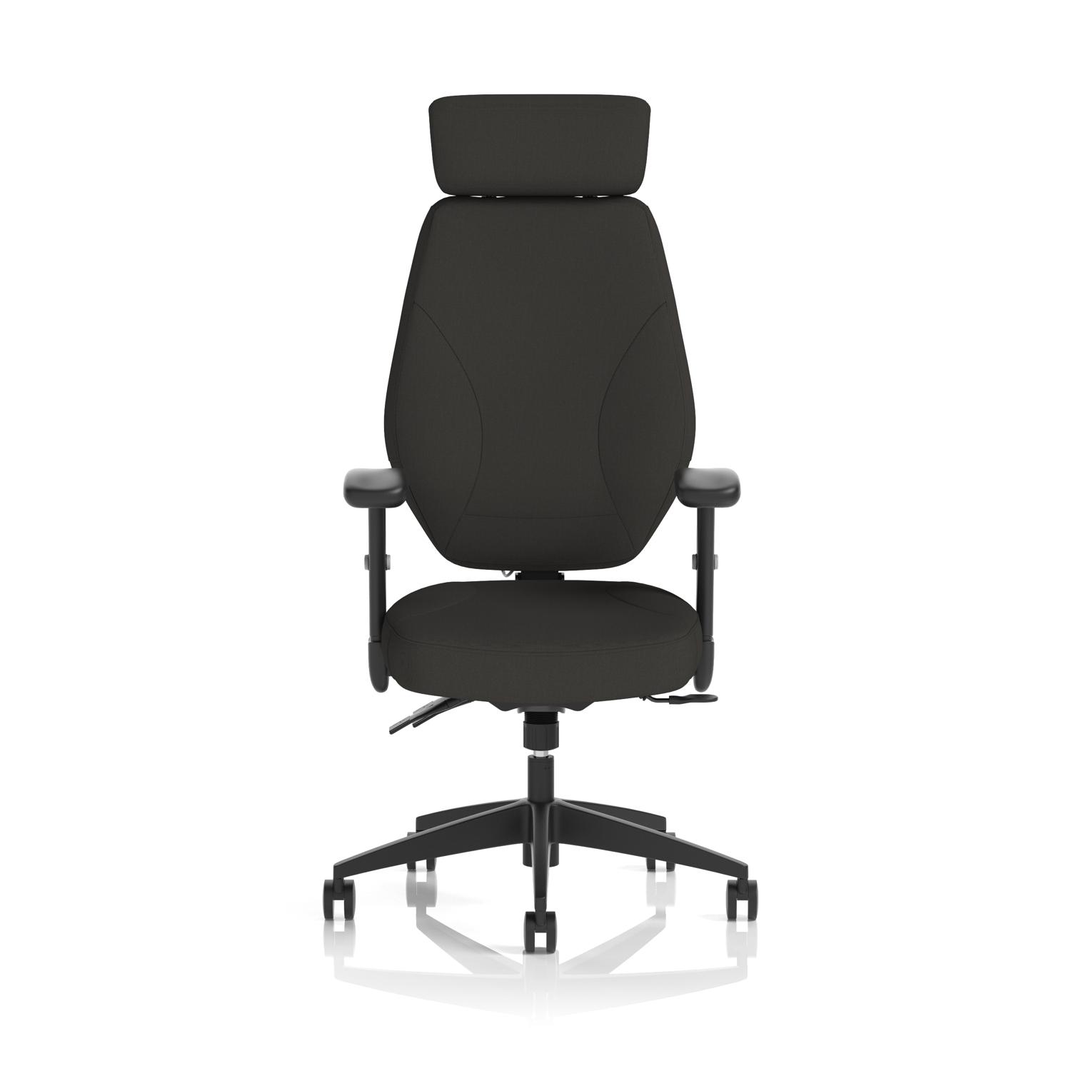 Nexus High Back Black Fabric Ergonomic Task Operator Office Chair with Arms and Headrest Black Fabric
